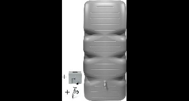 Graf regenton Cubus 1000 L grijs - met kraantje-met vulautomaat voor rechthoekige regenpijp