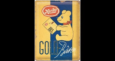 Metaal Bord 30 x 40cm Haribo - Vintage Gouden Beer