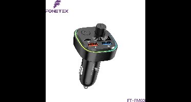 FoneTex Bluetooth FM Transmitter - Auto Lader - Carkit - Handsfree - MP3 - 2x USB - 1x USB-C - Snel Lader - Audio Receiver