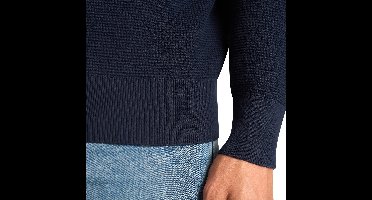 Mario Russo Waffle Pullover - Trui Heren - Sweater Heren - Navy - 3XL