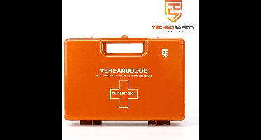 Technosafety EHBO Verbandkoffer - Europees goedgekeurd - Verbanddoos BHV - Incl. wandhouder en bevestigingsmateriaal - Noodpakket