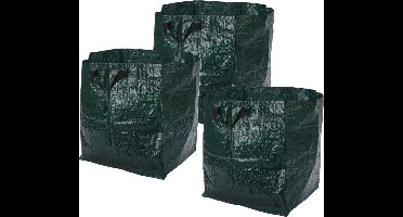 Progarden Tuinafvalzak - 3x - opvouwbaar - groen - 75 liter - bladeren opruimen