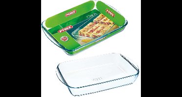 2x Glazen ovenschaal 2,6 liter 35 x 23 x 5 cm en 3,7 liter 40 x 27 x 5,5 cm - Ovenschotel schalen – Bakvorm