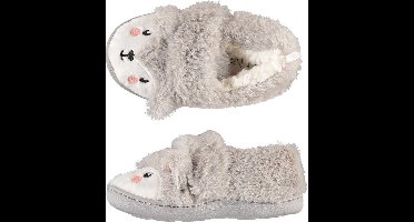 Apollo Kinder dieren pantoffels/sloffen poolvos - maat 25-26 - grijs - warm voor de winter