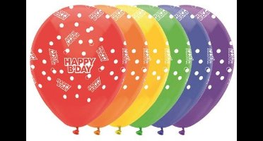 Ballonnen Happy Birthday - 6 stuks - Lucht en Helium vulling
