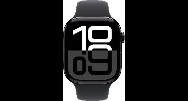 Apple Watch Series 10 - Wifi + 4G - 46mm - Zwarte Aluminium Case met Zwart Sportbandje - M/L