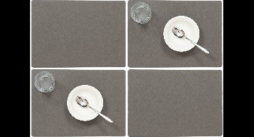 Wicotex luxe Placemats Plain - Set van 10x stuks - donkergrijs - 43 x 30 cm - Met anti slip laag - Teflon coating toplaag