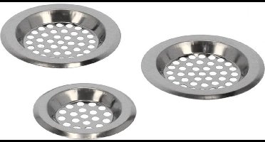 Aanrecht wasbak gootsteen zeefjes 6x stuks RVS - In een 2 formaten mix gootsteenzeef