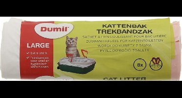 Dumil Kattenbak Zakken | Gemakkelijk | Met Trekband | 15 Liter | 1 Rol | 8 Zakken | Hygiënische | Extra Sterk | LETOP Hoge Volumekorting