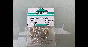 Homefix messing spijkers verloren kop. 1.6 x 25 mm.  40 gram Draadnagels.