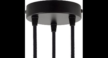 Zwarte Plafondplaat | Complete set | 12 cm | 3 snoeren