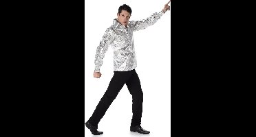 Zilverkleurig disco shirt voor volwassenen - Verkleedkleding - L