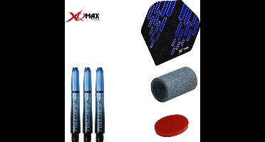 XQ MAX Contour blue flights accessoiresset, 35mm shafts, wax en slijpsteentje - blauw/zwart