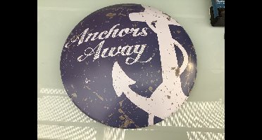 Muur decoratie van ijzer. Rond. Bol. Model Anchors Away. 30 cm rond.
