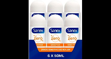 Sanex Zero% Sensitive Deodorant Roller 6 x 50ml - Voordeelverpakking