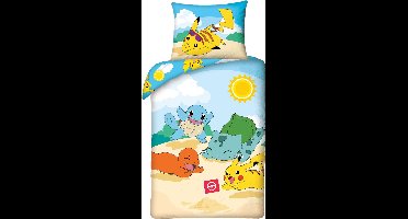 Pokemon Dekbedovertrek Beach day 140 x 200 cm (70 x 90 cm)