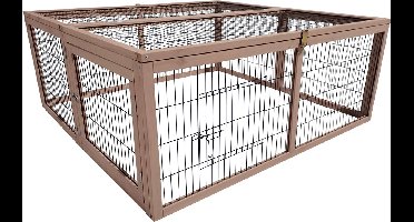 Duvo+ woodland konijnenhok jumper forest s - 120x120x48cm taupe + gratis 100ml drinkfles