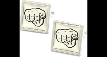 Manchetknopen - Wijzende Vingers Afbeelding Wit Zwart