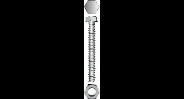 Tapbouten met Moeren. M6 x 50mm. lang. 6 stuks Bouten. Verzinkt. Homefix.