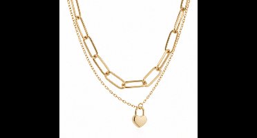 Luxe ketting - verguld - Stijlvolle ketting - Goudkleurig - Roestvrijstalen -Cadeau Voor Vrouwen- cadeau -Valentijn - Liefde - Verrassing