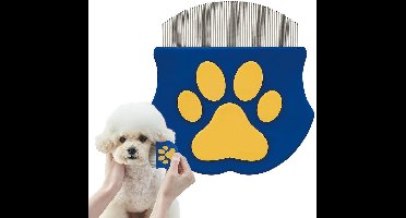 Verzorgingskam voor Huisdierengezicht – Voorzichtig met Ogen en Traanvlekken, Roestvrijstalen Tanden, Compact Ontwerp, Geschikt voor Katten, Kleine Honden en Puppies, voor Thuis en Onderweg - blauwe