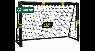 Umbro Voetbaldoel - Voetbal Goal 180 x 120 x 60 cm - Voetbalgoal Groot - Buitenspeelgoed voor Kinderen en Volwassenen - Snelle Montage - Voetbal Training Doel - Metaal - Zwart/ Geel