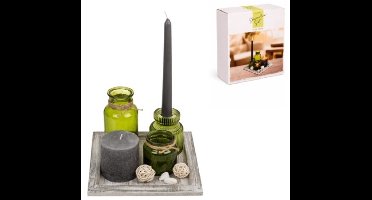 Out Of The Blue Candle Decoration Gift Set - Olijf Groen - Met 2 Kaarsen - Kerstpakket - Verjaardag - Moederdag - Huis Inrichting - Decoratie