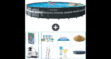Intex Rond Ultra XTR Frame Zwembad - 732 x 132 cm - Inclusief Pomp - Ladder - Grondzeil - Afdekzeil - Onderhoudspakket - Filterzand - 9-delig