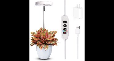 1 stuk kweeklamp - voor kamerplanten in kleine potten - volledig spectrum, automatische timer van 3/9/12 uur, 10 dimstanden en verstelbare hoogte - compacte kweeklamp voor vetplanten, kruiden en bladplanten in huis/kantoor - wit