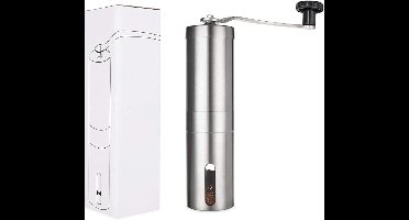Core® Coffee Grinder - Moka Pot - Koffiemolens - met traploze instelling van de maalgraad - Roestvrijstalen - Zilver - 5cm x 5cm x 20cm
