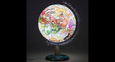 Core® Wereldbol met Verlichting - Globe - Wereldbol Kinderen - Geïllustreerde Dierenriemkaart - met LED Verlichting en Rotatie - Meerkleurig - 34cm x 31cm x 20cm