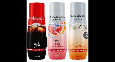 SodaStream Cola + Pink Grapefruit + Orange-Mango - Aromatische Concentraten - Milieuvriendelijk - 440ml