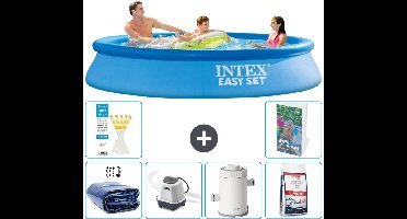 Intex Rond Opblaasbaar Easy Set Zwembad - 305 x 61 cm - Blauw - Inclusief Solarzeil - Zoutwatersysteem - Zwembadfilterpomp - Zwembadzout - 7-delig