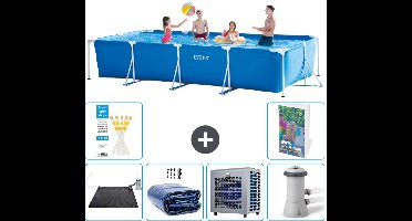 Intex Rechthoekig Frame Zwembad - 450 x 220 x 84 cm - Blauw - Inclusief Solar Mat - Solarzeil - Warmtepomp - Zwembadfilterpomp - 7-delig
