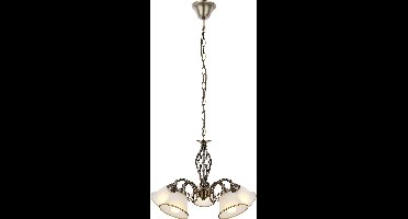 Hanglamp kroonluchter hanglamp glazen lamp eetkamerlamp antiek messing, metaal glas, 5 vlammen, 5x E27 stopcontacten, DxH 60x120 cm