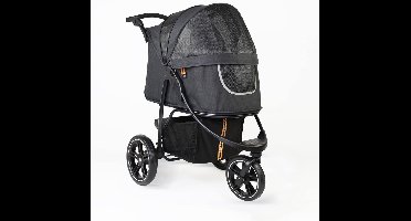 Core® Luxe Hondenbuggy Grote Hond – Hondenkar Tot 32 kg - inklapbaar – Buggy Met Opbergmand voor Boodschappen - Zwart - 106cm x 105cm x 64cm