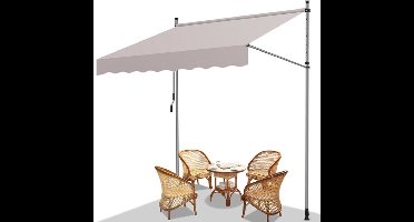 JAQZY Luifel - Zonnescherm - Handmatig - 350×120cm - Kantelbaar - Verstelbare Hoogte (20–300cm) - UV-Bescherming - Waterafstotend