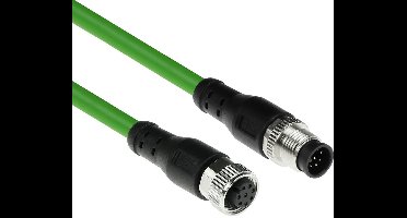 ACT Industrial 3,00 meter Sensor kabel M12A 8-polig male naar M12A 8-polig female, Ultraflex TPE kabel, afgeschermd