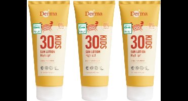 Derma Sun - Kids Zonnebrand SPF30 3 x 200 ml - voor Gevoelige Kinderhuid - Waterbestendig - Parfumvrij - UVA en UVB Bescherming - AllergyCertified