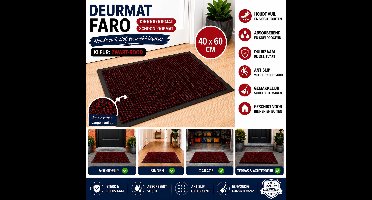 Wicotex - Deurmat - Schoonloopmat Faro - Afmeting 40x60cm Zwart - Rood