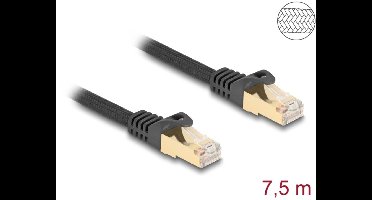 Delock RJ45 Network Cable with braided jacket Cat.6A S/FTP plug to plug 7.5 m black