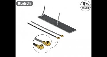 Delock WLAN 802.11 ac/ax/a/h/b/g/n Twin Antenna 2 x I-PEX Inc., MHF® I plug 2.2 – 4.0 dBi 2 x 15 cm PCB internal self adhesive
