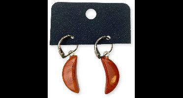 Jaspis rood Maan oorbellen - fashion jewelry