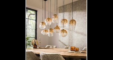 Hanglamp 5+4 dot pattern - Amber color glas