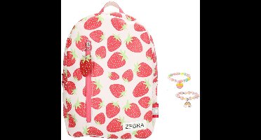 Zebra Rugzak Lily Aardbei - rugtas, schooltas, kinderrugzak + armbandje