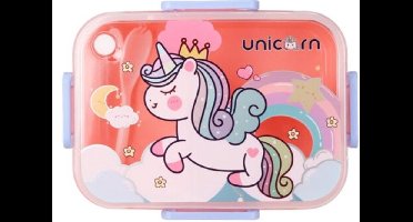 Home & Styling Bentobox met spork - 18x13x6cm - Eenhoorn