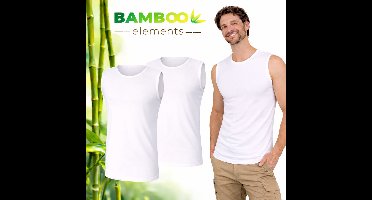 Bamboo Elements - Mouwloos Shirt Heren - Wit - S - 2 pack - Tanktop Heren - Ondershirt Heren