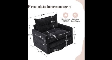 Loungestoel – Fauteuil – Relaxstoel – Draaistoel – Zitzak – 360° Draaibaar – Handmatig Verstelbare Rugleuning – Chenille Stof – Stevige Rugleuning