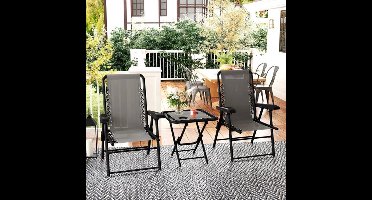 Bistroset – Buitenset – Terrasmeubilair – Balkonset – Compact – Inklapbaar – Stijlvol Stalen Frame - Crème