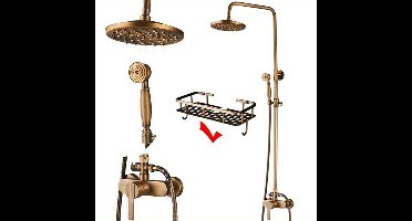 Antieke Badkamer Douche Set – Retro Douchekraan – Regenkraan – Douche Systeem – Wandmontage – 8 Inch Regen Douchekop – Verstelbare Hoogte 70-120 cm